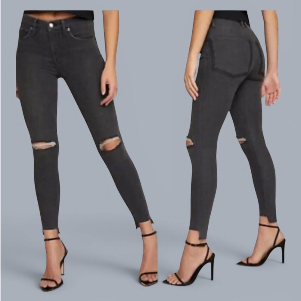 GOOD AMERICAN Jeans Good Legs Shadow Pocket Skinny Chewed Hem - Size 4/27